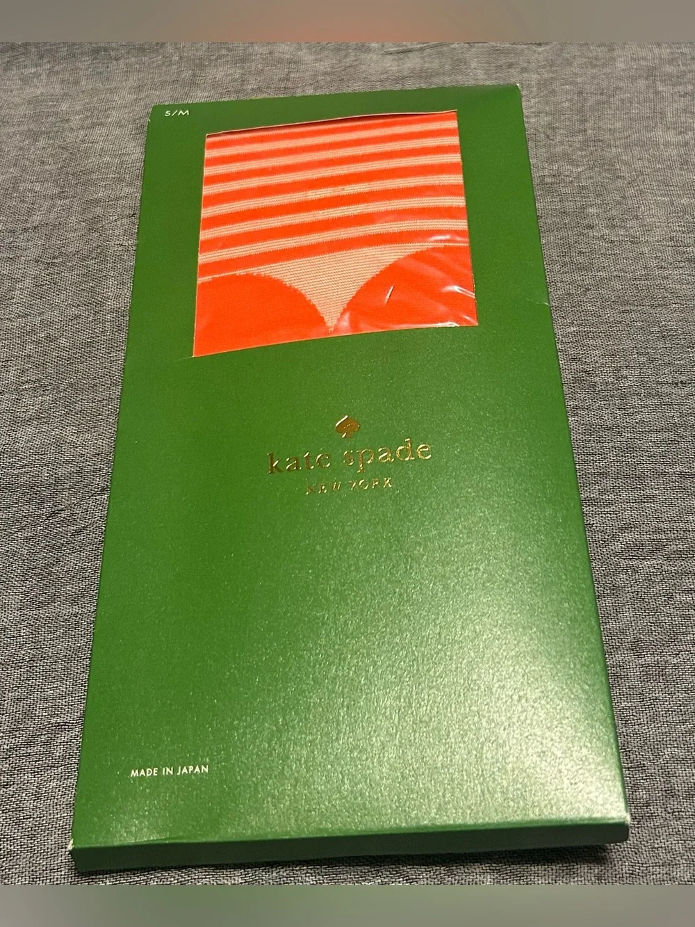 kate spade  Bright Orange  Striped Hosiery Tight Pompell S/M Japan